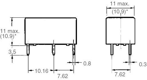 Kis teljesítményrelé 12 V/DC 2 záró, 5 A, 125 V/DC/380 V/AC, 1250 VA/150 W, Omron G6B-2214P-US 12 VD 2. kép