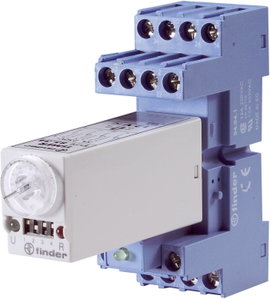 Multifunkciós időrelé 12 V DC/AC 4 váltó 7 A/1750 VA/250 V/AC, Finder 85.04.0.012