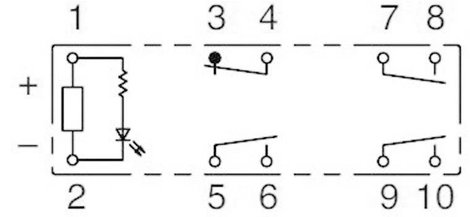 Kényszervezérelt relé RF1V érintkezőkkel 24 V/DC 3 záró /1 nyitó 6 A 30 V/DC/250 V/AC, Idec RF1V-3A1 4. kép