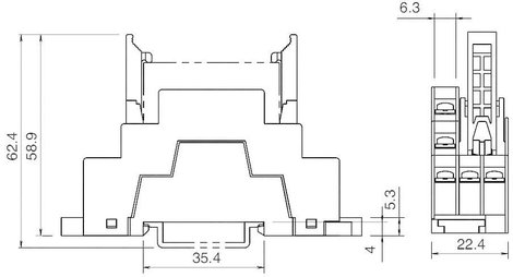 DIN sín foglalat RF1V-hez, Idec SF1V-4-07L 3. kép