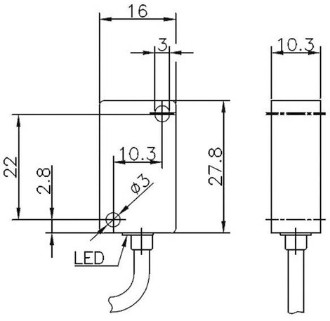 Reed mágnes kapcsoló mikrokapcsoló házban 1 váltó, 1 A 150 V/AC/DC 20 VA, Secatec MKD16OUAK 2. kép