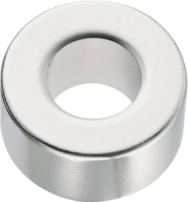 Kerek mágnes NdFeB (gyűrű forma) 1,18-1,24 T, Ø 20 x 2 mm, anyag: N35M