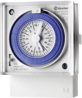 Mechanikus időkapcsoló óra előlapi szereléshez 230 V/50-60 Hz, 1 váltó 16 A 250 V/AC 4000 VA, Finder