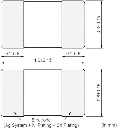 NTC termisztor chip kivitelben -40 - +125 °C, ház típus: 0603 (1608), Murata NCP18XH103J03RB 2. kép