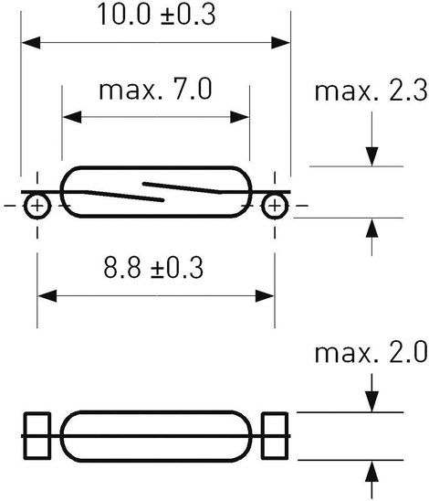 SMD Reed kapcsoló 1 záró 0,5 A 150 V/DC/ 120 V/AC 10 W, PIC PMC-0701TS 2. kép
