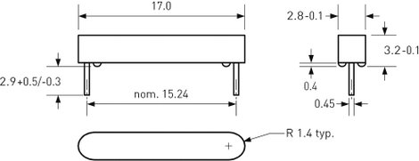 Reed kapcsoló huzal kivezetéssel 1 záró 0,7 A 180 V/DC/ 130 V/AC 10 W, PIC MS-106-3 2. kép