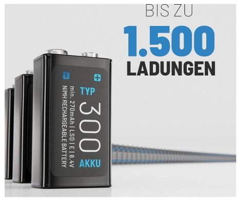 9 V-os akku Absina Absina 300 NiMH 8.4 V 270 mAh 1 db 2. kép