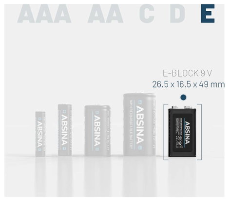 9 V-os akku Absina Absina 300 NiMH 8.4 V 270 mAh 1 db 4. kép