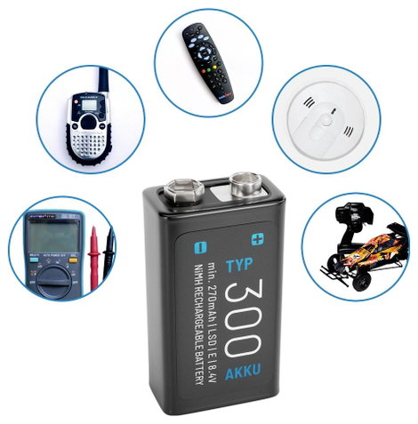 9 V-os akku Absina Absina 300 NiMH 8.4 V 270 mAh 1 db 5. kép
