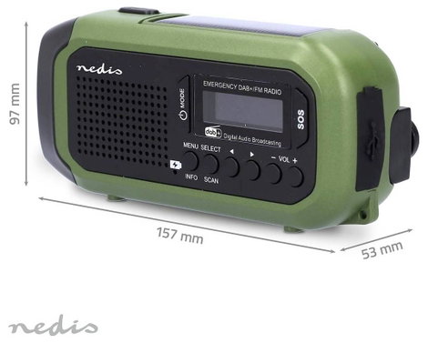 Nedis RDDBCR2000GN Vészhelyzeti rádió DAB+, URH, FM Vészhelyzeti rádió, DAB+, URH Zöld, Fekete 9. kép