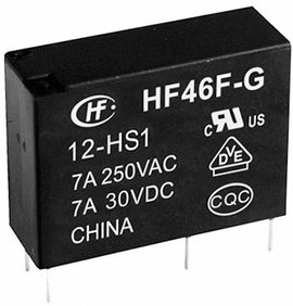 Hálózati relé 24 V/DC 1 váltó, 10 A 30 V/DC/ 277 V/AC 2770 VA/ 300 W, Hongfa HF46F-G/024-HS1