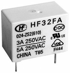 Hálózati relé 5 V/DC 1 záró, 5 A 30 V/DC/250 V/AC 1250 VA/150 W, Hongfa HF32FA/005-HSL2 (610)