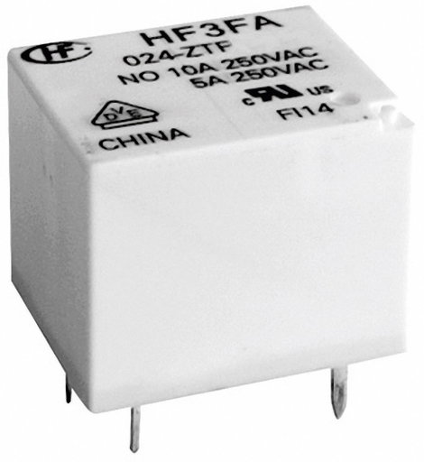Kocka relé 12 V/DC 1 váltó, 10 A, 30 V/DC/ 277 V/AC, 2770 VA/ 300 W, Hongfa HF3FA/012-ZTF