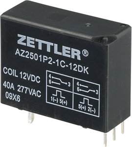 Bistabil nagyteljesítményű relé 12 V/DC 1 váltó, 50 A 440 V/AC 13850 VA, Zettler Electronics AZ2501P