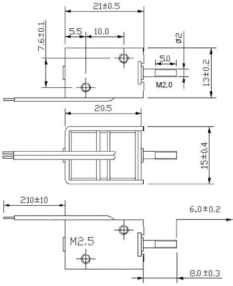Bistabil kétirányú mozgató mágnes 24 V/DC 2/8 N, rögzítés M2,5, HMB-1513.001-24VDC 2. kép