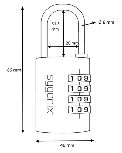 Sygonix SY-6932350 Függő lakat 40 mm 4-Digit Titánium szürke Számkódos zár 4. kép