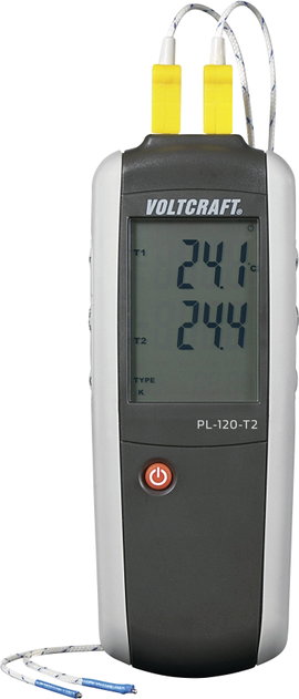 Kétcsatornás digitális K típusú hőmérő, kettős hőmérő -200...+1372 °C Voltcraft PL-120 T2