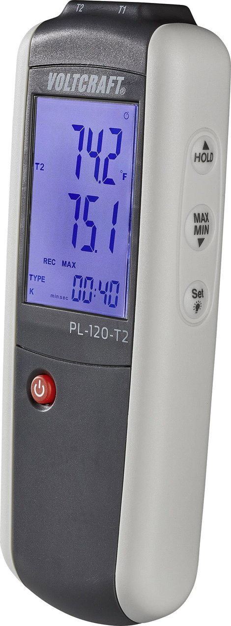Kétcsatornás digitális K típusú hőmérő, kettős hőmérő -200...+1372 °C Voltcraft PL-120 T2 2. kép