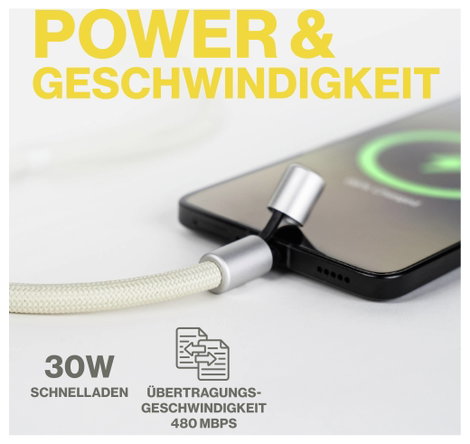 Aqiila USB C kábel USB 3.0 USB-C®, Apple Lightning dugó 1.5 m Bézs Mobiltelefon lánc AQLYCBPBICL2SA0 9. kép
