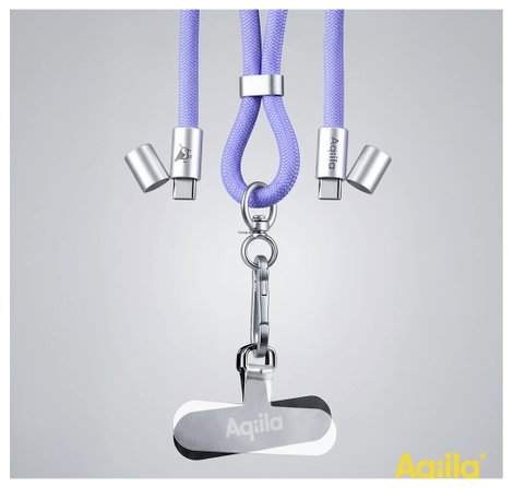 Aqiila USB töltőkábel USB 3.0 USB-C® 1.5 m Lila Mobiltelefon lánc AQLYCBPBICC4PL077 11. kép