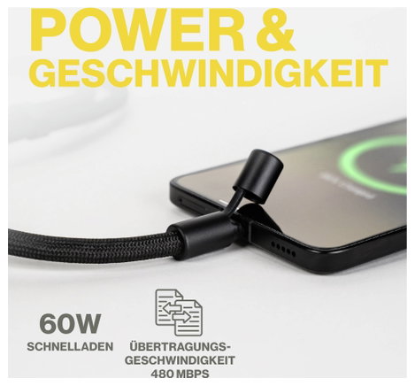 Aqiila USB C kábel USB 2.0 USB-C® dugó 1.5 m Fekete Mobiltelefon lánc AQLYCBPBICC1BK046 6. kép
