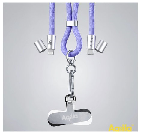 Aqiila USB C kábel USB 2.0 Apple Lightning dugó, USB-C® 1.5 m Lila Mobiltelefon lánc AQLYCBPBICL4PL1 11. kép