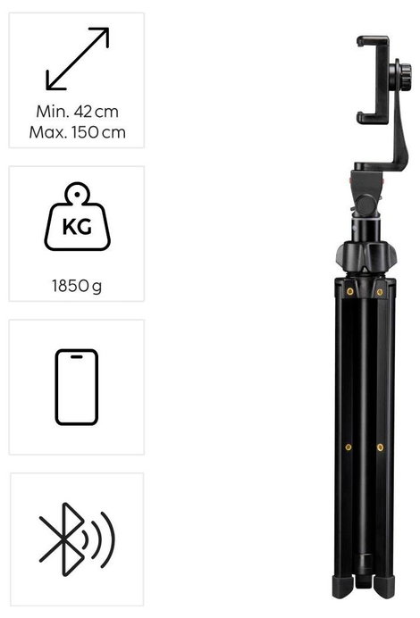 Hama Rotary Smartphone II Állvány készlet 1/4 col Munkamagasság=41.5 - 150 cm Fekete 2. kép