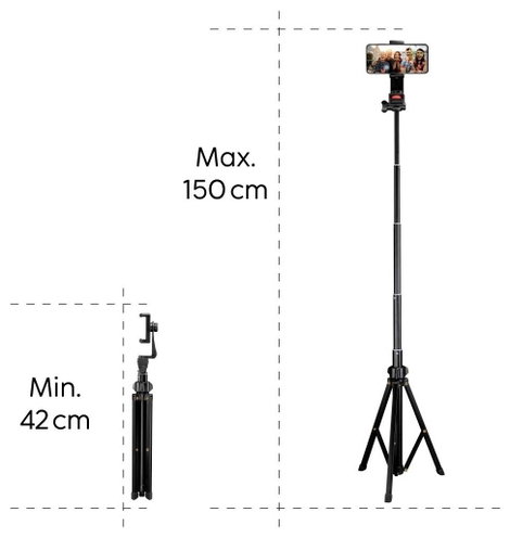 Hama Rotary Smartphone II Állvány készlet 1/4 col Munkamagasság=41.5 - 150 cm Fekete 6. kép