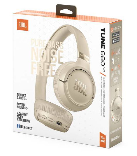 JBL Tune 680 NC Over Ear fejhallgató Vezeték nélküli, Bluetooth®, Vezetékes Stereo Bézs Hangerő szab 10. kép
