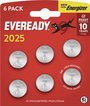 Eveready Gombelem CR 2025 3 V 6 db E304439400 bélyegkép