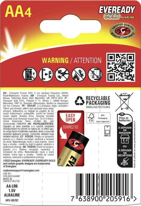 Eveready E304430400 Ceruzaelem 1.5 V 4 db
