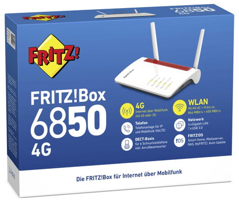 FRITZ! Box 6850 4G WLAN router modemmel Beépített modem: LTE 2.4 GHz, 5 GHz 5. kép