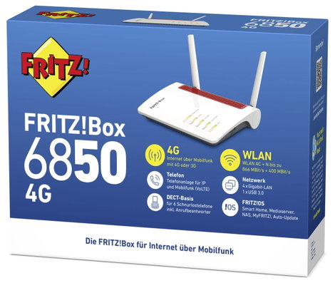 FRITZ! Box 6850 4G WLAN router modemmel Beépített modem: LTE 2.4 GHz, 5 GHz 6. kép
