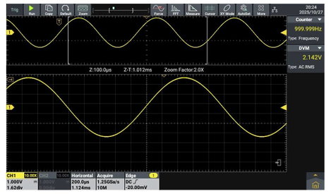 VOLTCRAFT ADO-1002 Digitális oszcilloszkóp 100 MHz 2.5 GSa/mp 250 Mpts 12 bit Digitális memória (DSO 21. kép