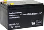 multipower MP12-12 Ólomakku 12 V 12 Ah Ólom-vlies (AGM) (Sz x Ma x Mé) 98 x 9.9 x 151 mm 4,8 mm-es l bélyegkép
