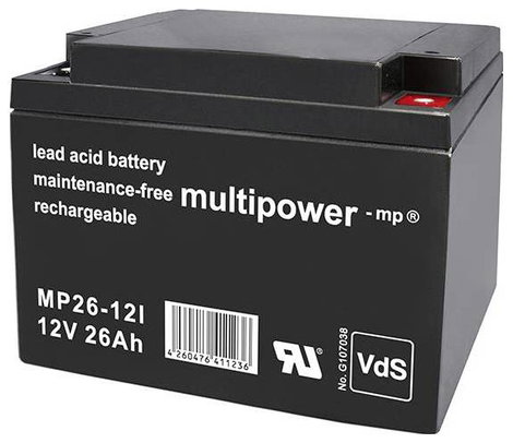 multipower MP26-12I Ólomakku 12 V 26 Ah Ólom-vlies (AGM) (Sz x Ma x Mé) 166 x 125 x 175 mm M5 csavar