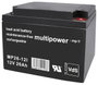 multipower MP26-12I Ólomakku 12 V 26 Ah Ólom-vlies (AGM) (Sz x Ma x Mé) 166 x 125 x 175 mm M5 csavar bélyegkép