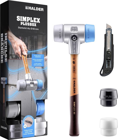 Halder SIMPLEX-Plusbox Starterkit Alu 3113s004 Puha kalapács puha, középkemény 1430 g 155 mm 1 db