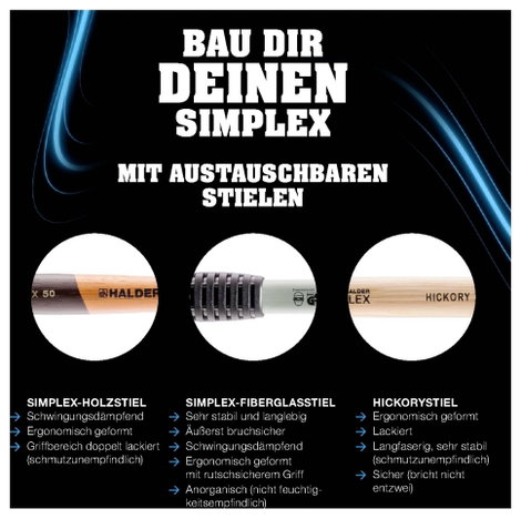 Halder SIMPLEX-Plusbox Starterkit Alu 3113s004 Puha kalapács puha, középkemény 1430 g 155 mm 1 db 3. kép