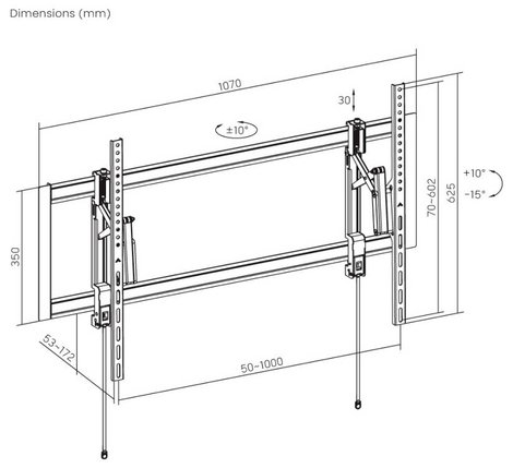 Reflecta PLANO Flat Extend 105-10060T TV fali tartó 139,7 cm (55) - 267,0 cm (105) Dönthető, Csuklóv 9. kép