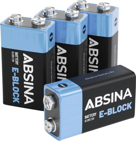 Absina 9V-os elem Alkáli mangán 580 mAh 9 V 4 db