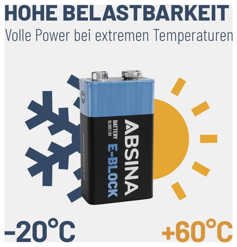 Absina 9V-os elem Alkáli mangán 580 mAh 9 V 4 db 3. kép