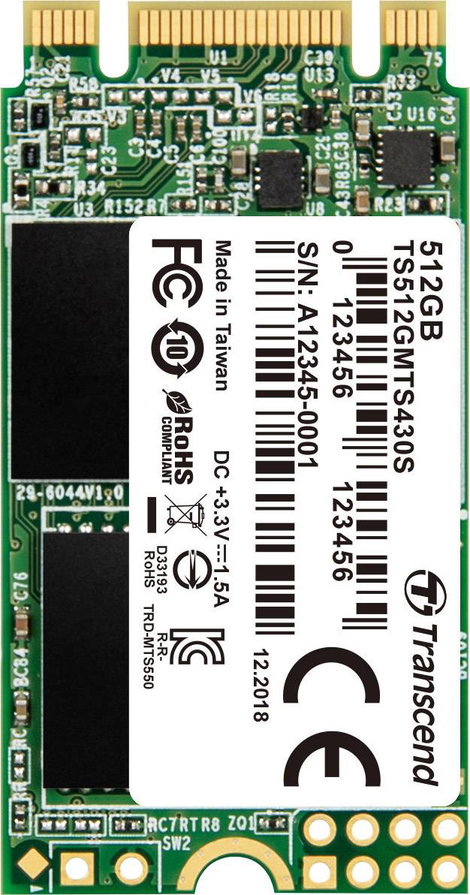 Transcend 430S 512 GB Belső SATA M.2 SSD 2242 M.2 SATA 6 Gb/s Retail TS512GMTS430S