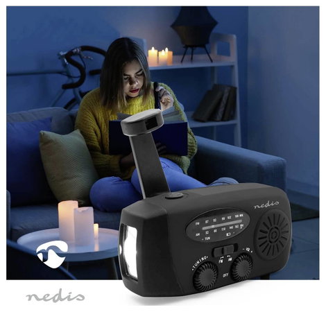 Nedis RDFMCR2000BK Vészhelyzeti rádió URH, FM, AM Vészhelyzeti rádió, URH Fekete 8. kép