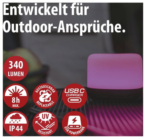 Brennenstuhl 1173740009 RGB GL 100 ASR LED Kemping lámpa 340 lm Akkuról üzemeltetett, Napenergiával 2. kép