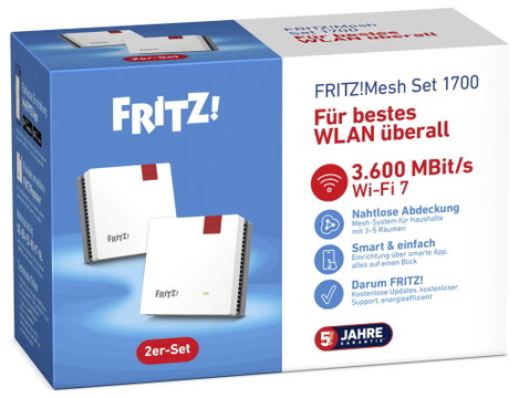 FRITZ! WiFi 7 hatótávnövelő 1700 2-Pack International 20003128 LAN, WLAN 3600 MBit/s Mesh-képes 5. kép