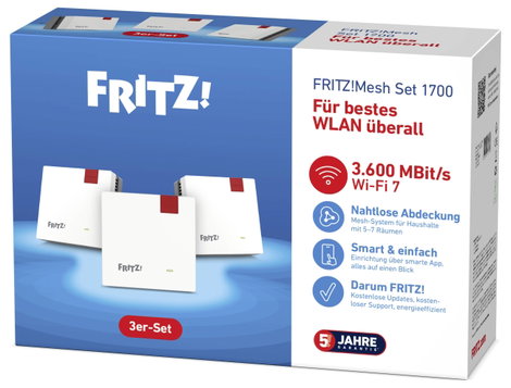 FRITZ! WiFi 7 hatótávnövelő Mesh Set 1700 3er-Set International 20003129 LAN, WLAN Mesh-képes 5. kép
