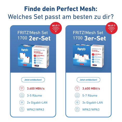 FRITZ! WiFi 7 hatótávnövelő Mesh Set 1700 3er-Set International 20003129 LAN, WLAN Mesh-képes 7. kép