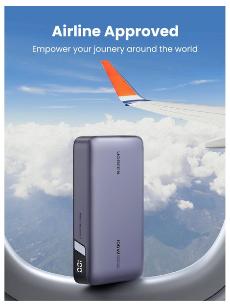 UGREEN 25188 Powerbank 20000 mAh Lítiumion USB-C®, USB Szürke 9. kép