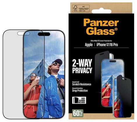 PanzerGlass Privacy Kijelzővédő üveg belátás védelemmel Apple iPhone 17, iPhone 16 Pro 1 db Oldalsó 3. kép